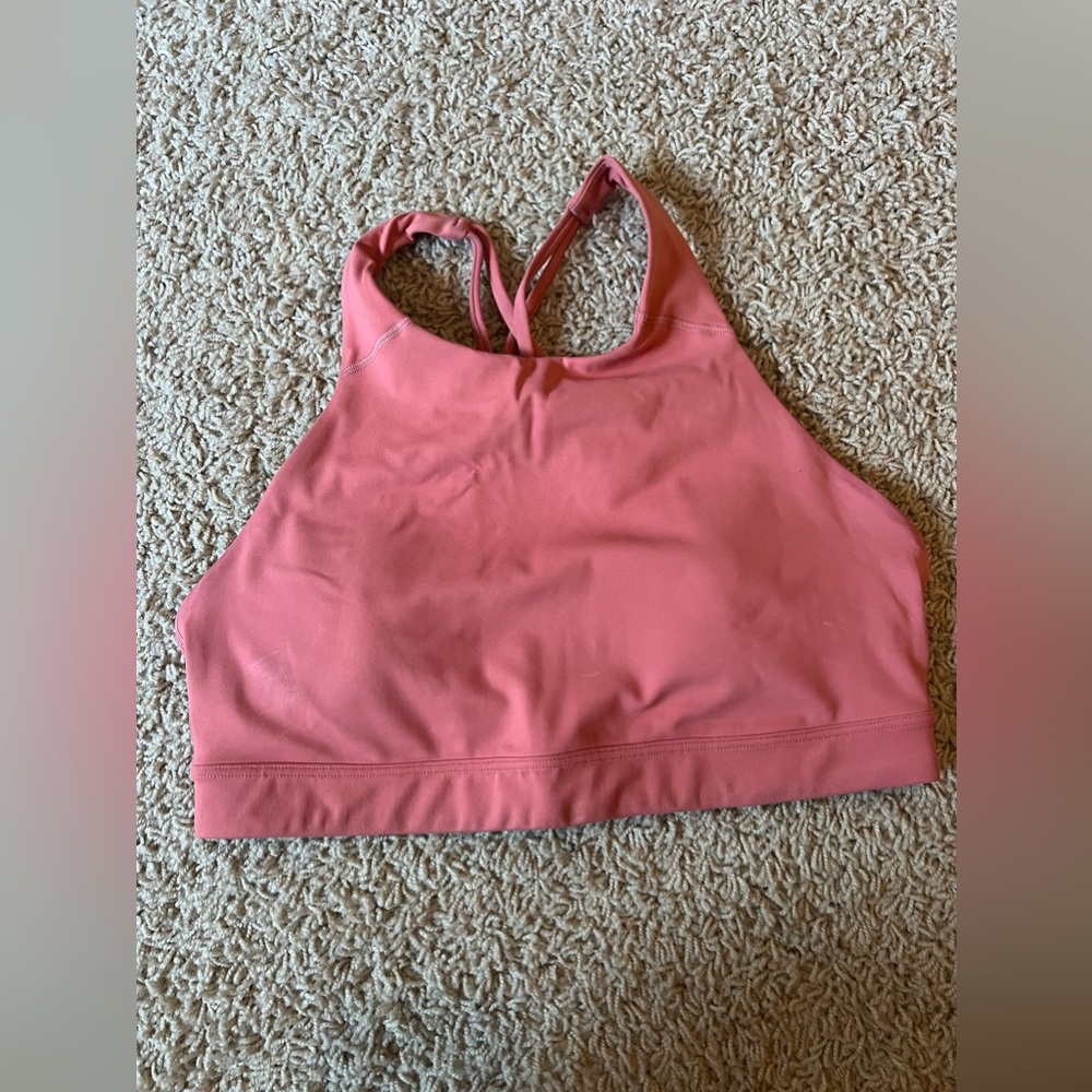 Pink High Neck Sports Bra